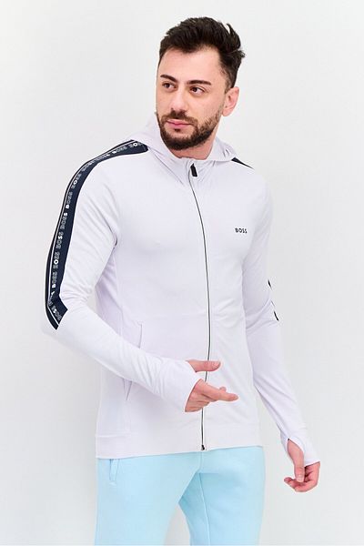 Hugo Boss Men Hooded Brand Logo Sweatshirt, White