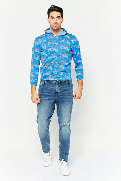 Brooklyn Men Regular Fit Long Sleeves All Over Print Sweatshirt, Blue Combo