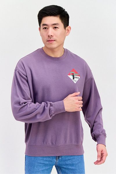 WRANGLER Men Crew Neck Long Sleeve Graphic Sweatshirt, Purple