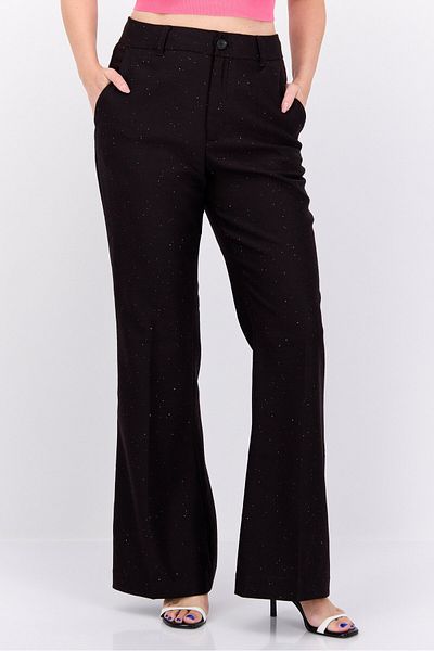 Scotch & Soda Women Slim Fit Metallic Mid Rise Wide Leg Pants, Dark Brown