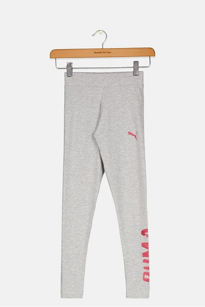 Puma Kids Girl Tight Fit Training Leggings, Heather Grey