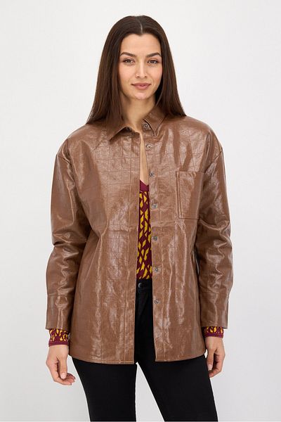 4th & Reckless Women Plain Motorcycle Jacket, Brown