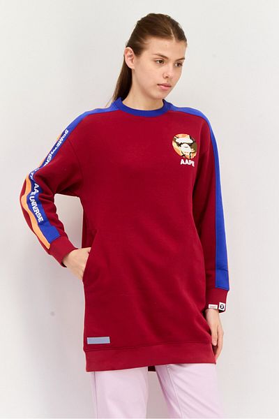 Aape By A Bathing Ape Women Crew Neck Graphic Print Long Sleeves Sweatshirt, Red