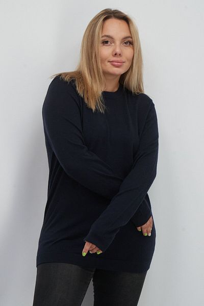 Esprit Women Crew Neck Plain Sweater, Navy Blue