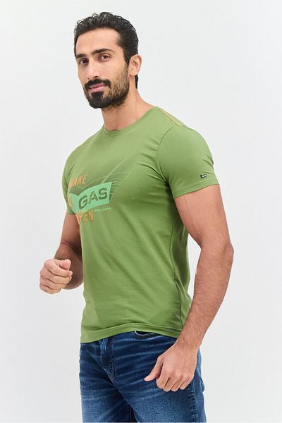 GAS Men Crew Neck Short Sleeves Printed T-shirt, Off White
