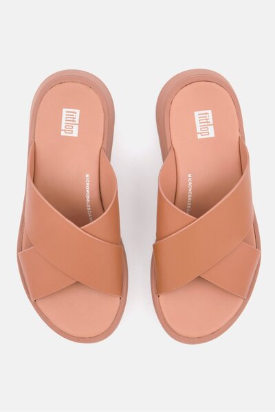 Fitflop Women Slip On Flat Form Cross Sandals, Tan