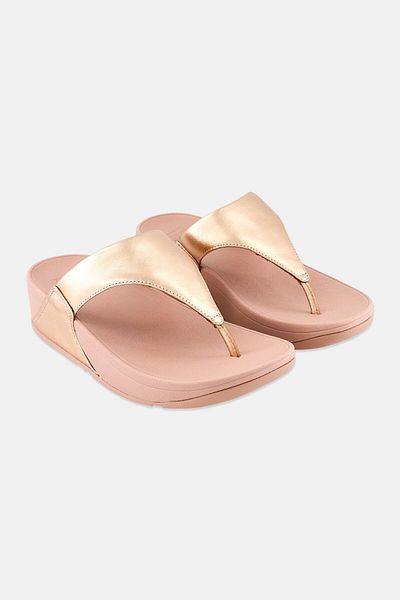Fitflop Lulu Leather Toepost - Silver Gold