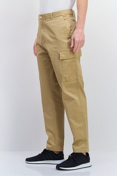Scotch & Soda Men Tapered Fit Plain Cargo Pants, Tan