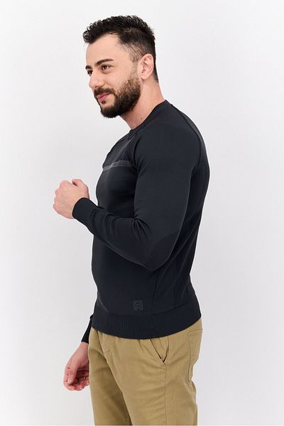 freesoul Men Crew Neck Long Sleeves Brand Logo Sweatshirt, Charcoal Grey
