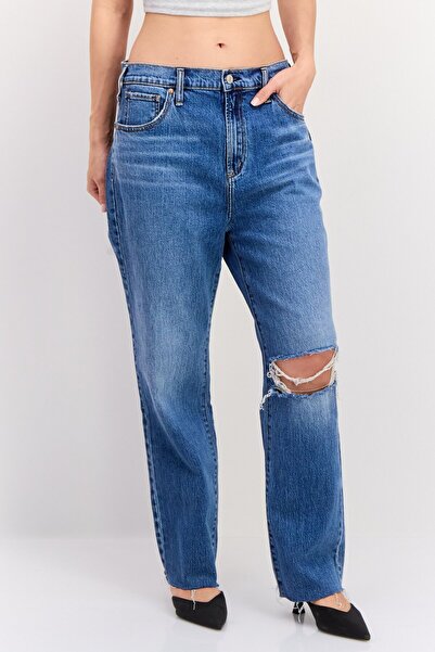 Silver Jeans Co. Women Low Rise Washed Stretchable Straight Jeans, Blue