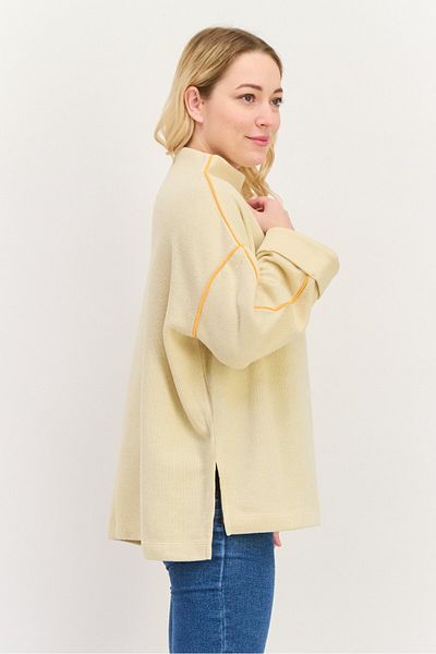 Esprit Women Funnel Neck Textured Long Sleeves Sweatshirt, Beige