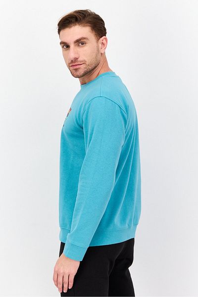 Hurley Men Crew Neck Long Sleeve Graphic Print Sweatshirt, Aqua Green
