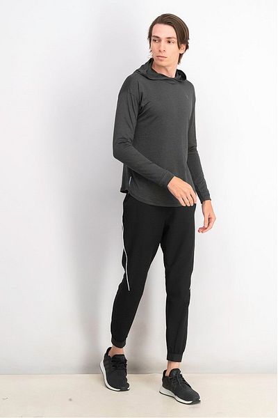 Puma Men Sportswear Fit Training Long Sleeve Studio Knit Hoodie, Dark Grey Heather