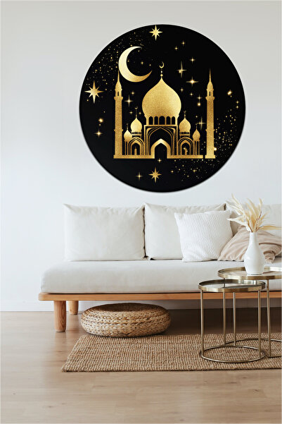 KOSS Dijital Autocolant rotund negru și galben - cu design cu lună și moschee...