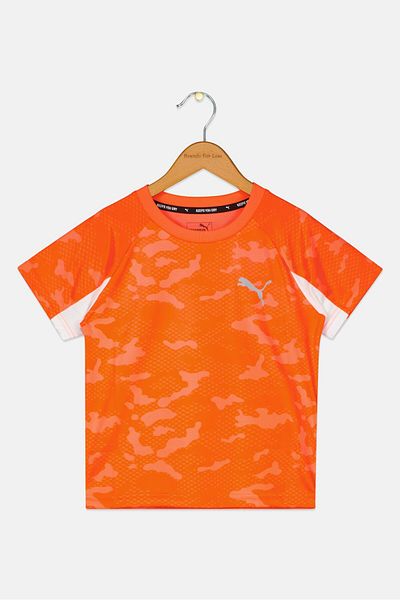 Puma Kids Boy Sportswear Fit Short Sleeves Training Jersey Shirt, Orange