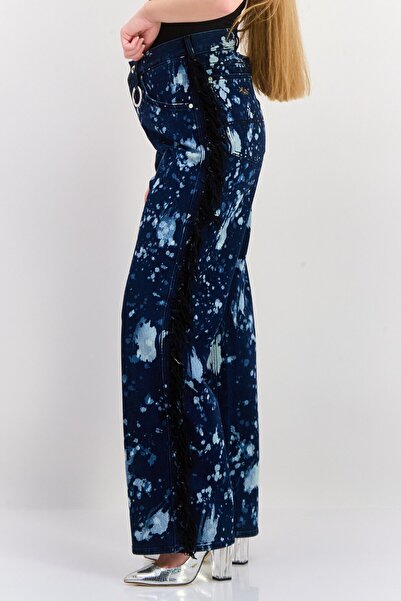 WRANGLER Women Regular Fit Color Splash Wide Leg Jeans, Blue Combo