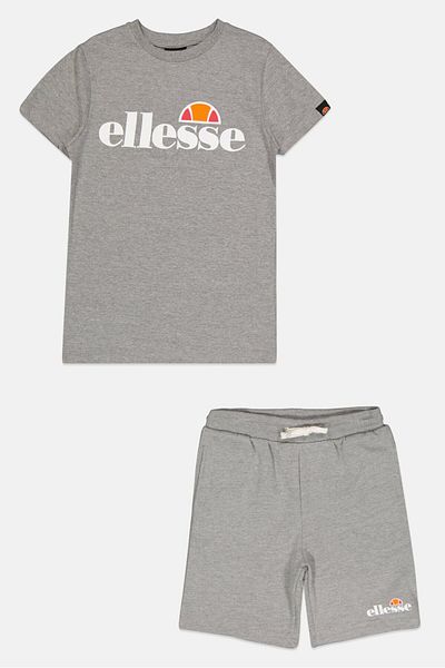 Ellesse Kids Boys 2 Pcs Brand Logo Short Sleeve T-shirt And Shorts Set, Grey