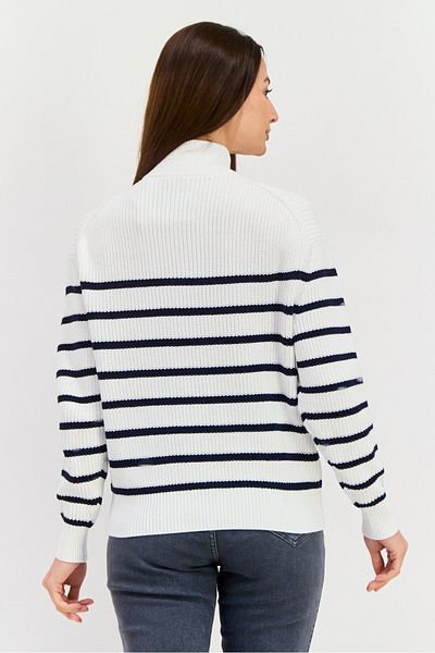 Hugo by Hugo Boss Women High Sleeve Stripe Sweater, White