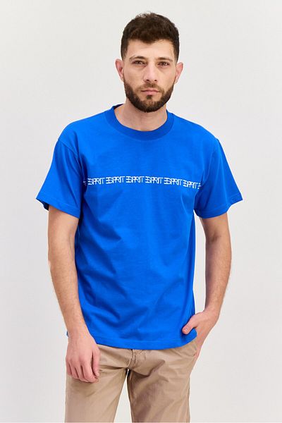 Esprit Men Crew Neck Short Sleeves Brand Logo T-shirt, Blue