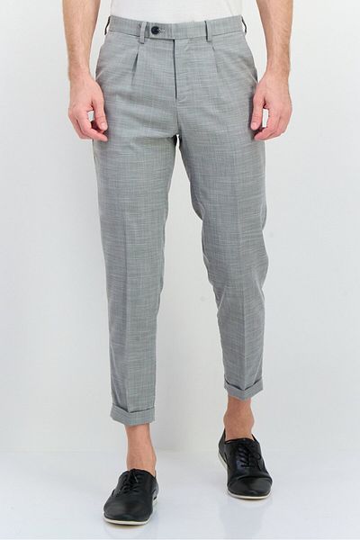 Sorbino Men Regular Fit Textured Dress Pants, Light Grey