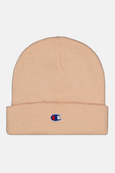 Champion Men Embroidered Logo Knitted Beanie, Light Peach