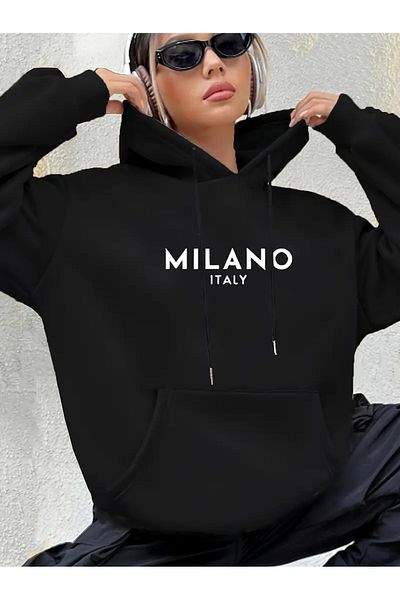 Pink Sky Milano Italy Τσέπη καγκουρό με κουκούλα με στάμπα
