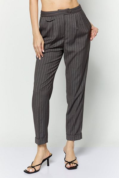 Esprit Women Regular Fit Stripe Dress Pants, Grey