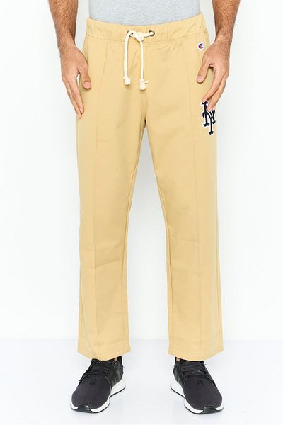 Champion Men Standard Fit Embroidered Baseball Pants, Khaki Combo
