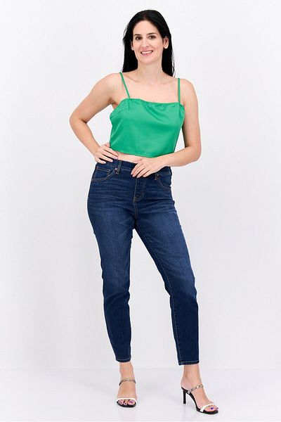 Nanan Women Square Neck Sleeveless Plain Tank Top, Green