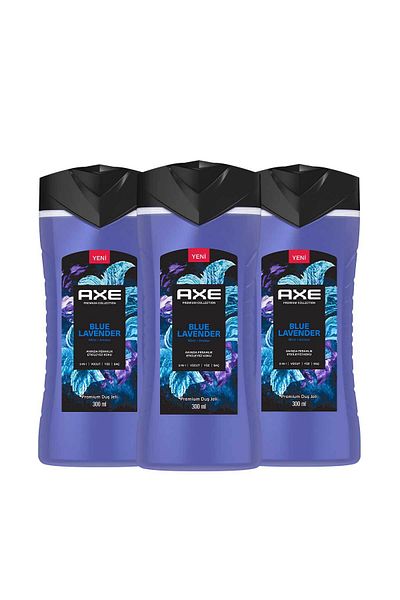 Axe Premium Collection - Shower Gel Blue Lavender 300 ml X3 3 in 1 Body Hair Face
