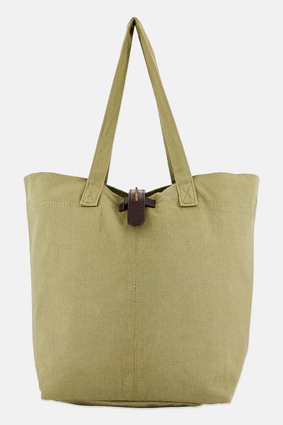 IRIS Women Textured Shopper Bag, 45 x 34 x 17 cm, Olive
