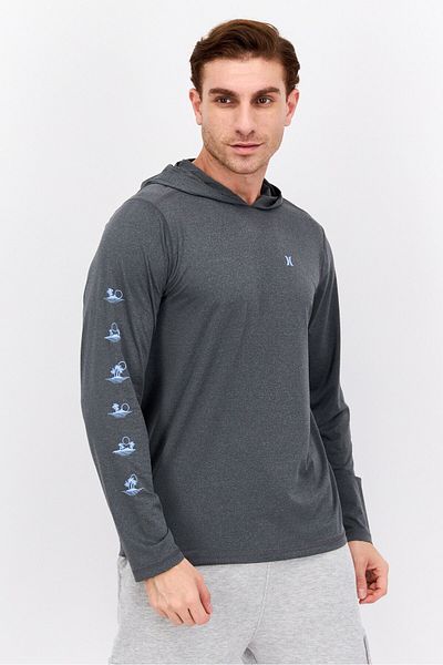 Hurley Men Sportswear Fit Long Sleeve Outdoor Hoodie, Heather Grey