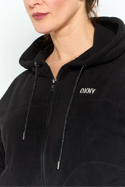 DKNY Sport Women Sportwear Fit Embroidered Logo Outdoor Hoodie, Black
