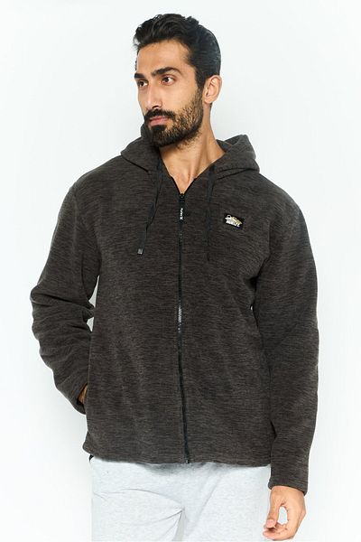 Hurley Men Hooded Long Sleeve Brand Logo Sweatshirt, Grey