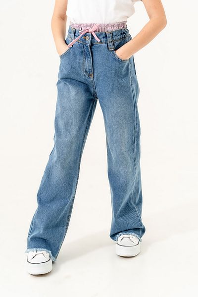 GİYİCEM TEKSTİL Double Belted Girls' Jeans 2173