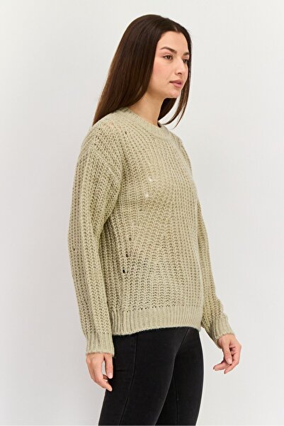Esprit Women Crew Neck Knitted Sweater, Beige