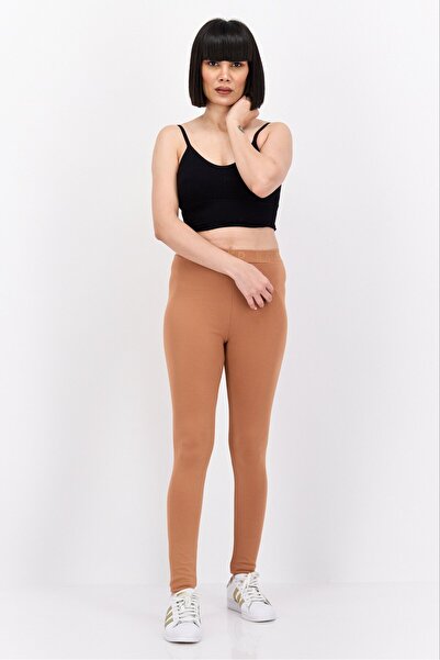 NA-KD Women Brand Logo Pull-On Leggings, Mocha