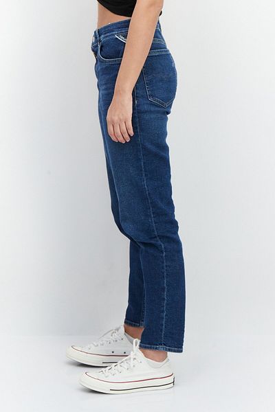 Replay Women Regular Fit Wash High Waist Stretchable Denim, Blue