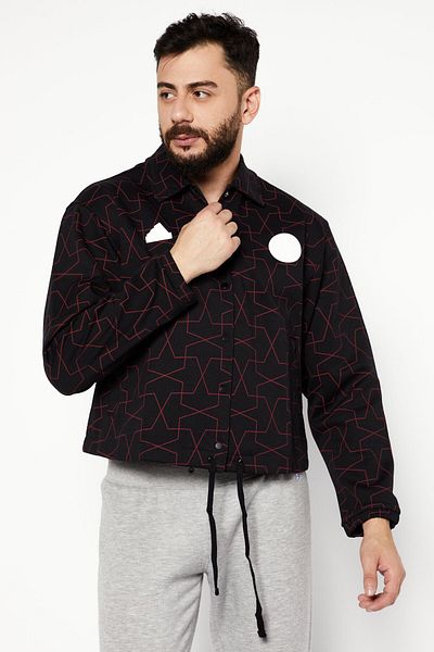 adidas Men Sportswear Fit Brand Logo Shirt Jacket, Black Combo