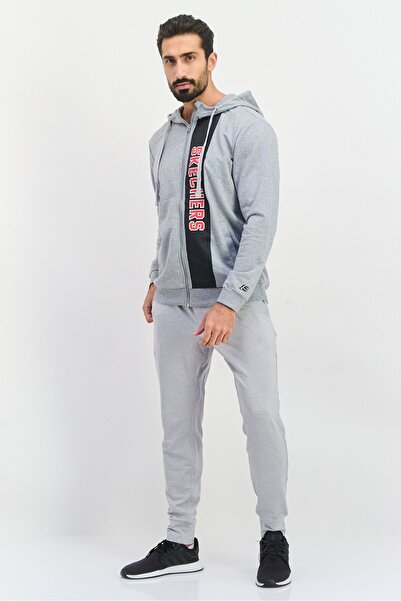 SKECHERS Men Sportswear Fit Brand Logo Outdoor Hoodies, Grey
