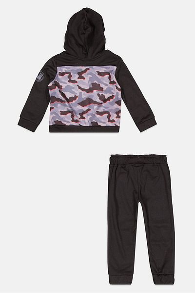 Body Glove Toddlers Boy 2 Pcs Camouflage Sweatshirt And Pants Set, Black Combo