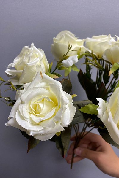 Hayalperest boncuk Λευκό Τεχνητό Λουλούδι Rose Flower 7 Τεμάχια
