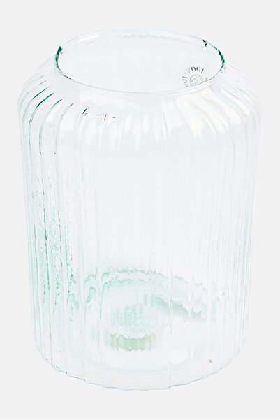 Muy Mucho مزهرية زجاجية 21 سم ارتفاع × 14 سم عمق، شفافة