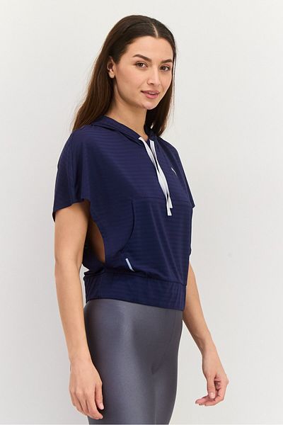 Puma Women Sportwear Fit Short Sleeves Training Hoodie, Navy