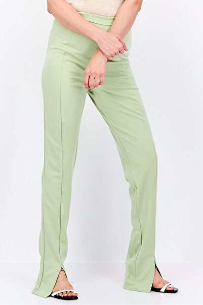 Flounce Club Women Regular Fit Solid Pants, Light Green