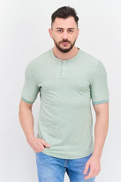Kenneth Cole Men Crew Neck Short Sleeve Solid T Shirt, Light Green