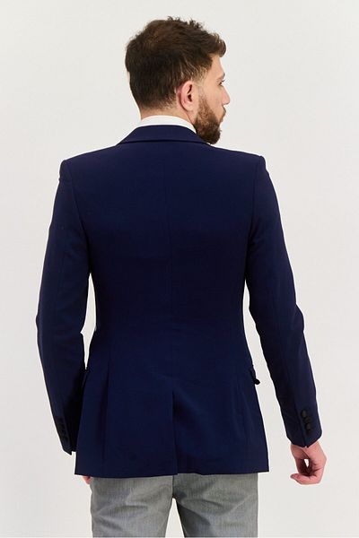 Asos Design Men Regular Fit Plaid Blazer, Navy