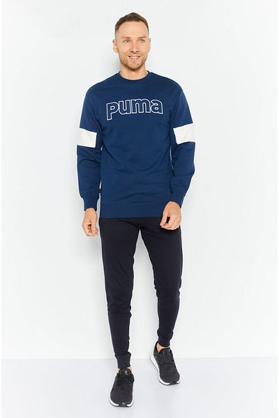 Puma Men Relaxed Fit Long Sleeve Outdoor Sweatshirt, Navy Blue