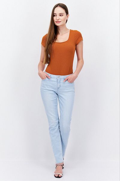 Esprit Women Straight Fit Washed Stretchable Jeans, Light Blue