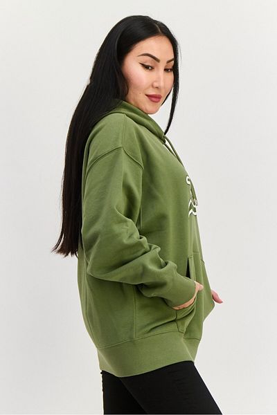 Esprit Women Brand Logo Long Sleeves Hoodie, Olive